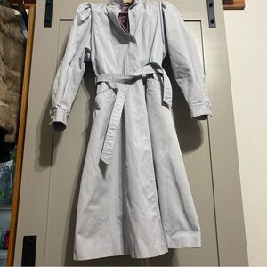 Vintage 80’s Elegant Women's Gray Trench Coat with Purple Liner